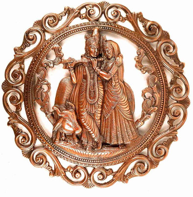Apkamart Radha Krishna Wall Hanging - for Home, Temple & Gifts -16 Inch Decorative Showpiece  -  46 cm(Metal, Brown)