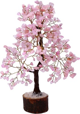 VIBESLE Rose Quartz Tree Natural Healing Gemstone Crystal Bonsai Fortune Money Tree Decorative Showpiece  -  25 cm(Stone, Pink)
