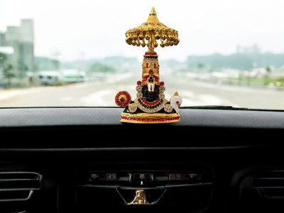 ASTRAMART God thirupathi Balaji multistone with umbrella statue for car dashboard Decorative Showpiece  -  11 cm(Metal, Multicolor)