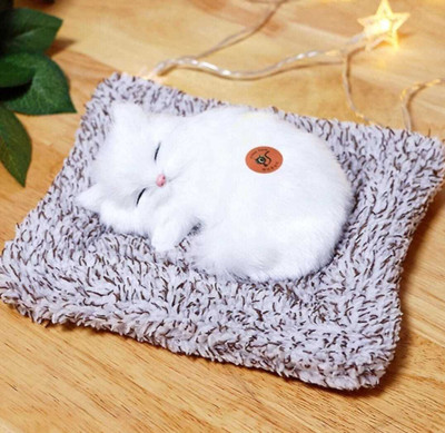 VE AND YOU Car Dashboard Sleeping Cat Small Plush Toy Figurines Showpiece Decorative Showpiece  -  18 cm(Fabric, Orange)