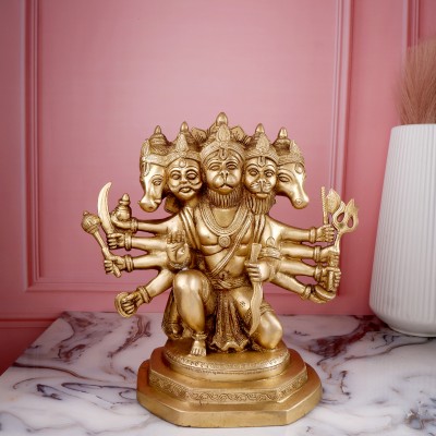 jy Panchmukhi Hanuman God Idol | Brass | Yellow Colour - 30 cm Decorative Showpiece  -  30 cm(Brass, Yellow)