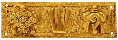 Rci Handicrafts Tirupati Door Hanging Shankh Chakra Namah Latkan Vishnu Shank Chakra RCI05 Decorative Showpiece  -  8 cm(Brass, Metal, Gold)