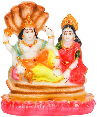DARIDRA BHANJAN laxmi Vishnu Bhagwan Murti Marble Finish Vishnu ji Murti vishnu laxmi idol Decorative Showpiece  -  14 cm(Marble, Multicolor)
