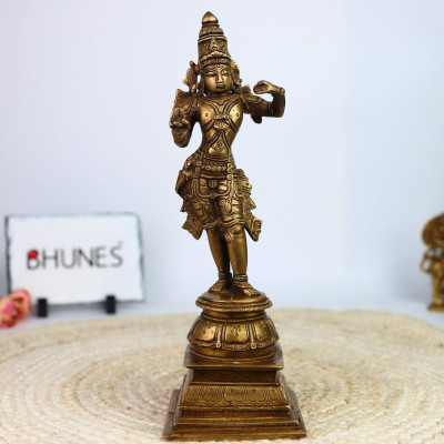 Bhunes Brass Shree Ram Idol – Handcrafted Lord Rama Statue For Home Temple, Pooja Decorative Showpiece  -  28 cm(Brass, Gold)
