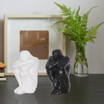 Flipkart SmartBuy Elegance in Resin Human Form Showpiece for Exquisite Home Decor Decorative Showpiece  -  19 cm(Polyresin, Black, White)