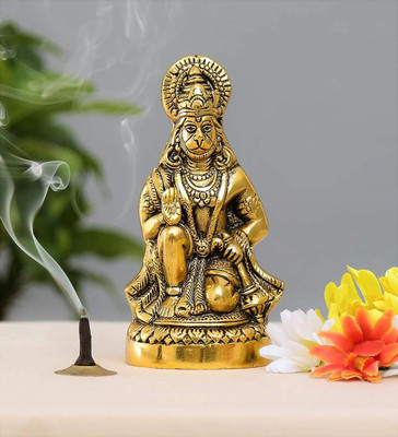 inDecor Metal Hanuman ji Murti / Bajrangbali Murti Idol Decorative Showpiece  -  16.5 cm(Aluminium, Gold)
