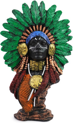 AARGKRAFT Resin Tribal Woman Chief Bust Sculpture | Crow People Native American Indian Fig Decorative Showpiece  -  18 cm(Resin, Multicolor)