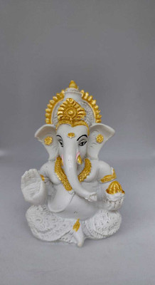 VE AND YOU 1 piece ganesh ji idol Decorative Showpiece  -  8 cm(Polyresin, White)