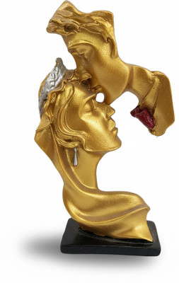 TheDecorTDE TheDecorTDE | Golden Kissing Couple Statue Decorative Showpiece  -  13 cm(Resin, Gold, Black)