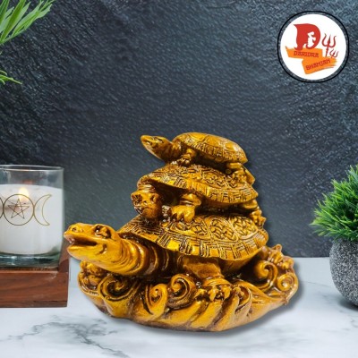 sanskaari Feng Shui/Three Tiered Tortoises Turtle Family For Longivity Wealth & Prosperity Decorative Showpiece  -  12 cm(Resin, Brown)