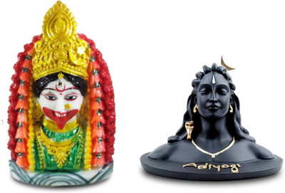 Karukrit collections Maa Tara maa Idol with adiyogi Shiva Statue Decorative Showpiece  -  20 cm(Polyresin, Multicolor)