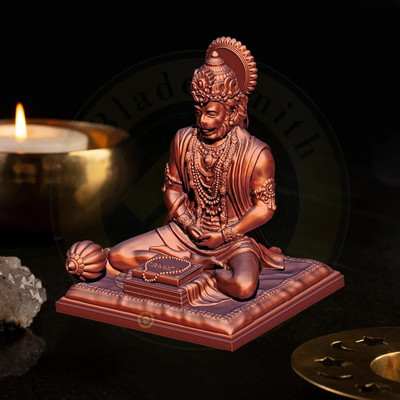 BLADESMITH Bajrangbali Hanuman ji Idol Statue murti Car Dashboard Home Decoration - Copper Decorative Showpiece  -  12 cm(Resin, Copper)