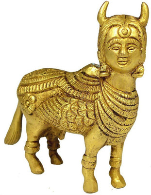REIKI CRYSTAL PRODUCTS Brass kamdhenu Cow Idol Statue Murti Vastu Feng Shui Brass Made Decorative Showpiece  -  10 cm(Brass, Gold)