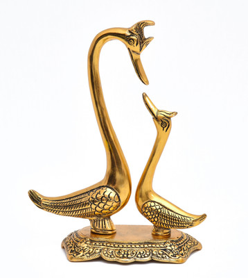 NIRMAL HANDI CRAFT Metal Love Birds swan Set Pair of Kissing Duck,Showpiece for Home Decor Decorative Showpiece  -  21.59 cm(Metal, Gold)