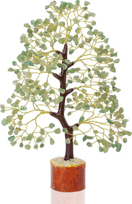 Nyalkaran Green Jade Crystal Tree - Gemstone Tree of Life - Chakra Tree Decorative Showpiece  -  25 cm(Crystal, Copper, Wood, Plastic, Metal, Light Green)