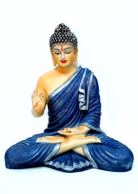 Craftlane Buddha Statue in Meditation Pose, Blue and Gold Finish, 2 Feet Decorative Showpiece  -  30 cm(Resin, Blue)