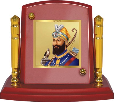 DIVINITI 24K Gold Plated Guru Gobind Singh Photo Frame For Home Decor, Car Dashboard Decorative Showpiece  -  7 cm(Gold Plated, Multicolor)