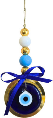 Blue Eye Blessings Handcrafted Turkish Nazar Amulet with Multicolor Beads Decorative Showpiece  -  5 cm(Glass, Blue)