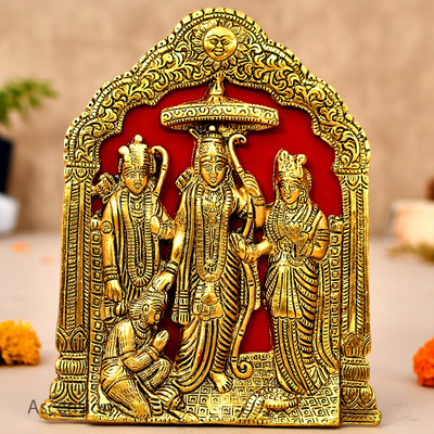 Ascension Metal Plated Ram Darbar for Wall Hanging & Table Top Home Office Decor Decorative Showpiece  -  20.8 cm(Metal, Gold)