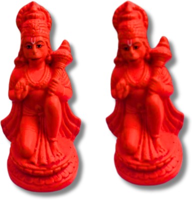 PrioMaa Bajrangbali Honuman Monkey Decorative Showpiece  -  14 cm(Clay, Red)