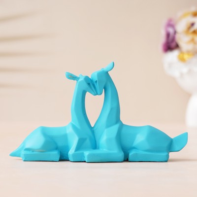 eCraftIndia Blue Polyresin Couple Deer Statues Animal Figurines Decorative Showpieces Decorative Showpiece  -  13.5 cm(Polyresin, Blue)