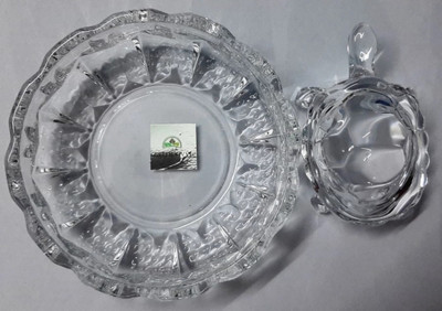 SHATAKAM Crystal kachua tortoise with crystal bowl heavy for gift showpiece Decorative Showpiece  -  15 cm(Crystal, White, Clear)