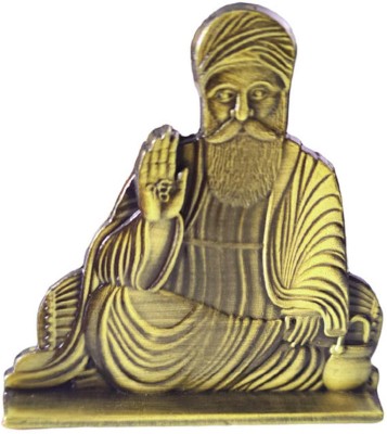 M Men Style Gurunanak dev ji and Waheguru Metal Statue Sikhism Idol Decorative Showpiece  -  5.5 cm(Metal, Green)