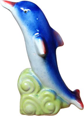 Balaji Tradings Dolphin Statue Idol for Home and Office Décor | Handmade Dolphin for Vastu Decorative Showpiece  -  16 cm(Ceramic, Blue)