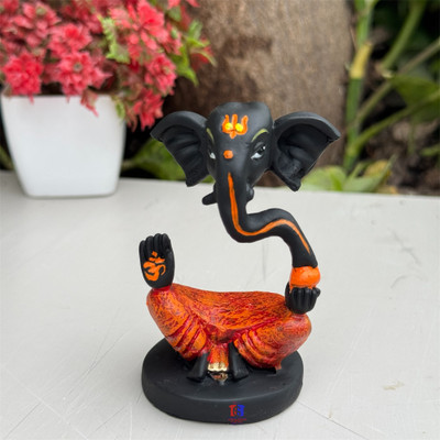 Saichha Gifts Antique finish Lord Ganesha Idols Home & Car Dashboard Decorative Showpiece  -  8 cm(Marble, Brown)