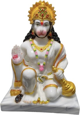 Rama Collections Lord Hanuman Marbel Finish for Pooja/Puja Mandir Room, Murti Bajrangbali Idol Decorative Showpiece  -  22.86 cm(Marble, White)