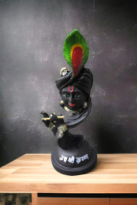 Pooja Creation Lord Krishna Idol with Hands Flute Best Cheap item, Decorative Showpiece  -  25 cm(Polyresin, Black)