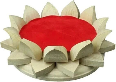 SHREE VISHVAKARMA Wooden Lotus Kamal Aasan Pooja Room Art Design for Mandir Decorative Showpiece Decorative Showpiece  -  17 cm(Wood, Red)