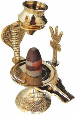 RUDRAKSH Shiva Ling with kalash (hight:5 inch) -13 cm (brass gold) Decorative Showpiece  -  17 cm(Brass, Gold)