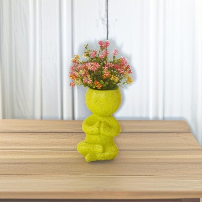 Miss Peach Plant Pot,Creative Zen Human Shaped Flower Vase,Sculpture for Desktop Home/Decor Decorative Showpiece  -  18.5 cm(Polyresin, Green)