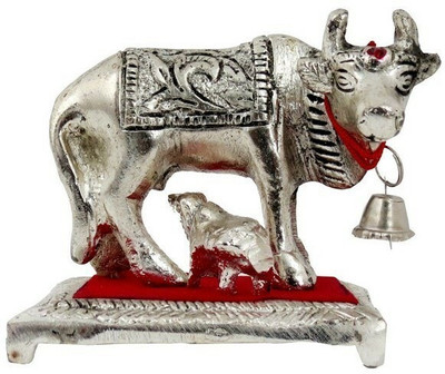 Aapkidukan Nsvcow Decorative Showpiece  -  6 cm(Iron, Silver)