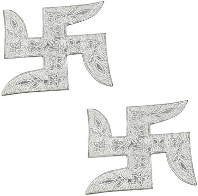 Sahiba Gems Silver Swastik/Sathiya/Chandi Ka Swastik for Astrology use and Red Book Remedy Decorative Showpiece  -  3 cm(Silver, Silver)