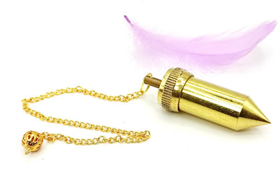 Plus Value Double Brass Dowsing Pendulum Free 12 Dowsing Charts for Vastu, Reiki Healing Decorative Showpiece  -  2 cm(Brass, Gold)