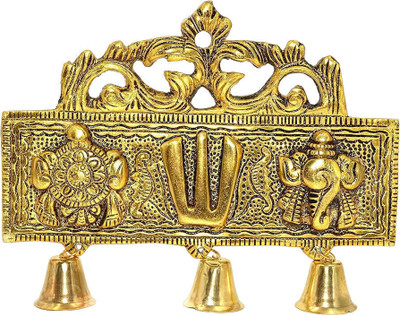 Tanso Brass Plated Shankh Chakra Tilak Wall Hanging 1| Shankh Chakra Tilak for Door Decorative Showpiece  -  16 cm(Metal, Gold)