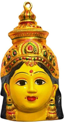 PurpleBliss Varalakshmi Gowri Face 4 inch Size - Laxmi Mukhota Decorative Showpiece  -  12 cm(Aluminium, Yellow)