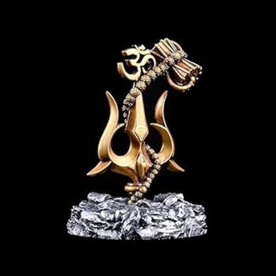 CraftVilla Shiva Trishul with Damru & Om Symbol | Mahadev Dashboard Idol Decorative Showpiece  -  6 cm(Polyresin, Black)