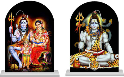 AUTOEASY Shiv Idol for Car Dashboard and home Combo Round Acrylic murti Decorative Showpiece  -  6 cm(Plastic, Multicolor)