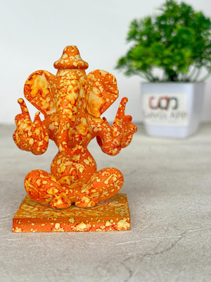 salvusappsolutions Double Side Face Yellow Shade Ganesh Statue (2x3_inch) Decorative Showpiece  -  7 cm(Crystal, Yellow)