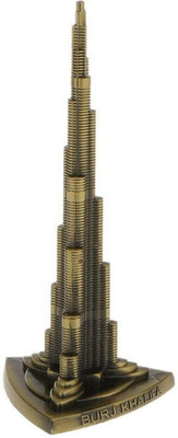 Handcraftsvilla Metal Statue of Burj Khalifa Dubai Show Piece Sculpture Gift Item Hight 17.8 CM Decorative Showpiece  -  10 cm(Metal, Gold)