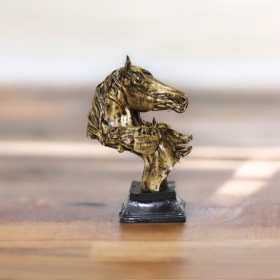 BECKON VENTURE Perfect Graceful Resin Golden Horse Statue For Home Gift living room decoration Decorative Showpiece  -  26 cm(Polyresin, Black, Gold)
