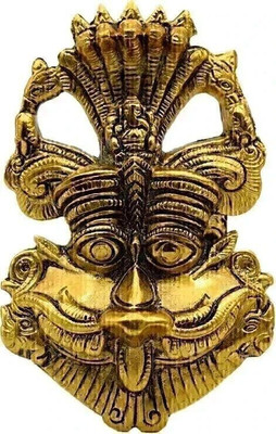 Dalvkot Keerthi Mukudu /Keerthi Mukutam Kirthimukha Idol Main Door Wall Hanging for Evil Protection Decorative Showpiece  -  15 cm(Metal, Gold)