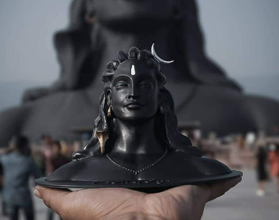 A & S VENTURES Lord Adiyogi Mahadev Shiv Shankara Showpiece Idol for Car Dashboard Decorative Showpiece  -  10.2 cm(Polyresin, Black, Gold)