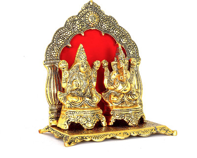 iklauti creation Sitting Laxmi Ganesh Idol Decorative Showpiece  -  23 cm(Resin, Gold)