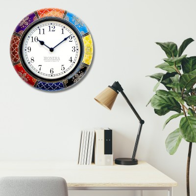Ironera Handicrafts IRONERA Hand Painted Wall Clock (Multicolour, 18 Inch, Dial 12 Inch) Decorative Showpiece  -  45 cm(Wood, Multicolor)