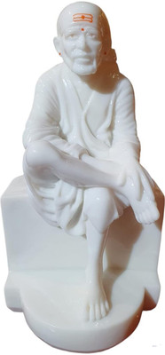 Hemant art Sai Baba Marble Pure Resin Shirdi Lord Sai Baba Statue (8.5 inch) Decorative Showpiece  -  22 cm(Marble, White)