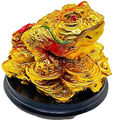 ashish collection Golden Lucky Three Legged Fengshui Money Frog Decorative Showpiece for Good Luck Decorative Showpiece  -  6 cm(Resin, Gold)